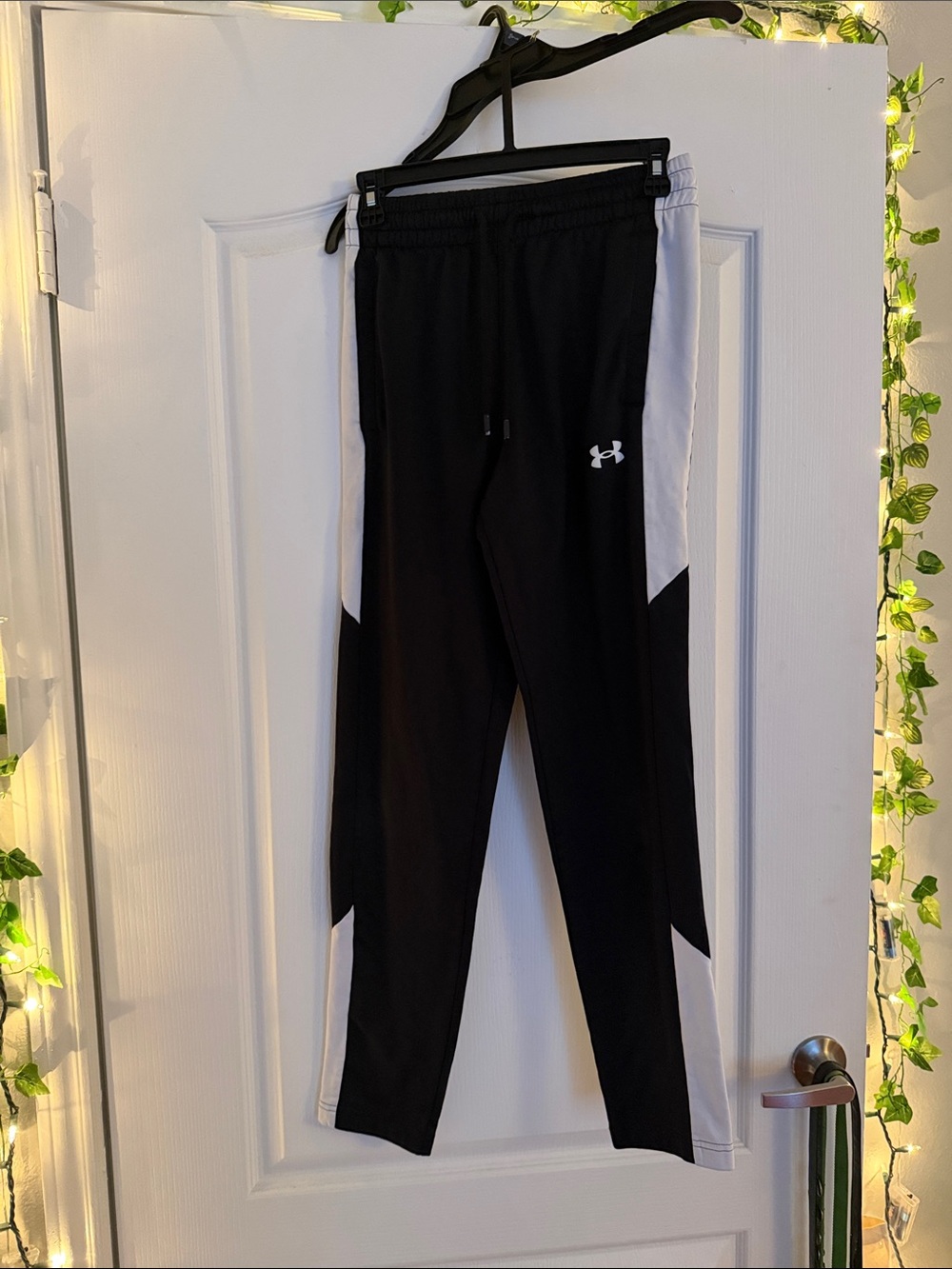 Under Armour Black Track Joggers with White Side Panels